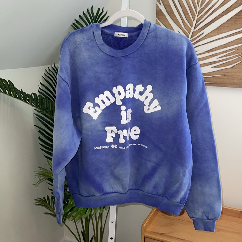 Madhappy BLUE TIE DYE MENTAL HEALTH EMPATHY IS‎ FREE CREWNECK